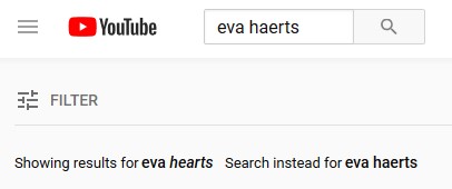 YouTube incorrectly correcting "Haerts"